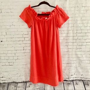 Amadi SZ Sm Burnt Red Muslin Off Shoulder Dress